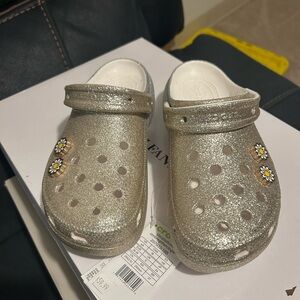 CROCS Glittery Silver Kids Sandals